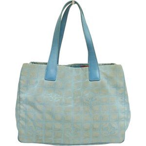 672254M Chanel Tote Bag Travel Line Blue Nylon